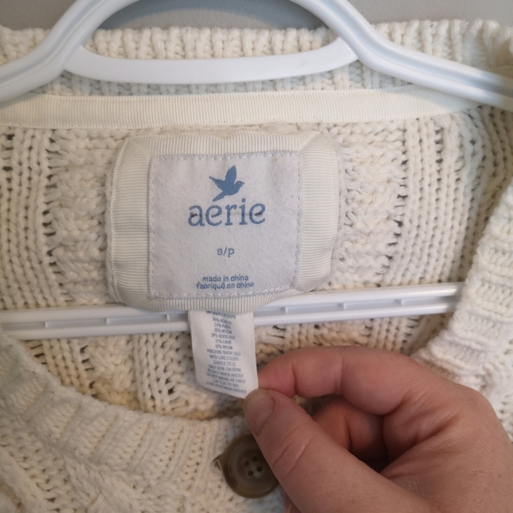 Aerie Y2K Textured Chunky Cable Knit Cardigan with Bobbles and Button Fr… - Picture 11 of 12